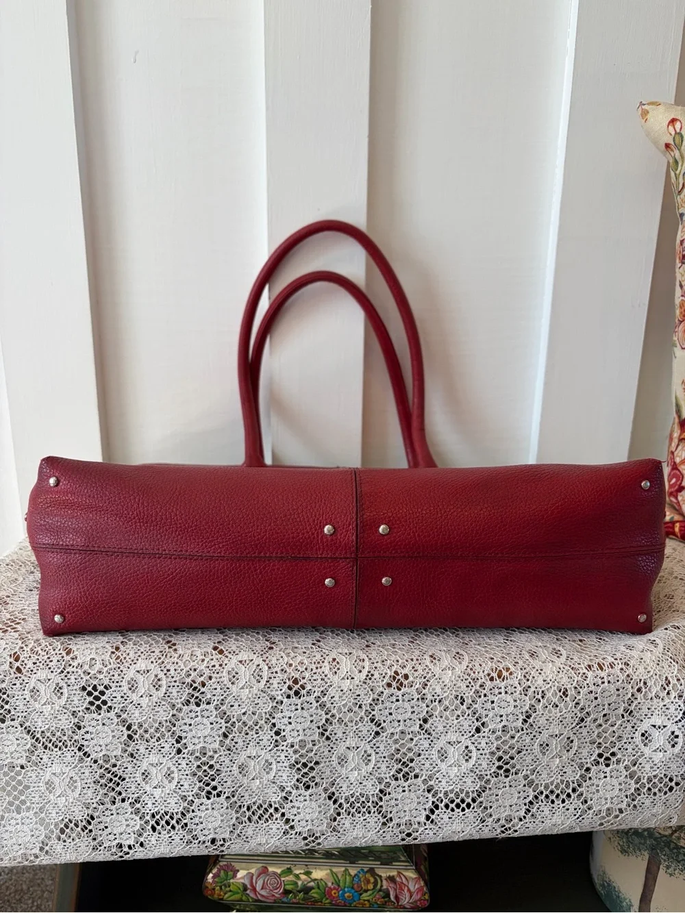 Tod’s Red Pebbled Leather Tote Style Bag